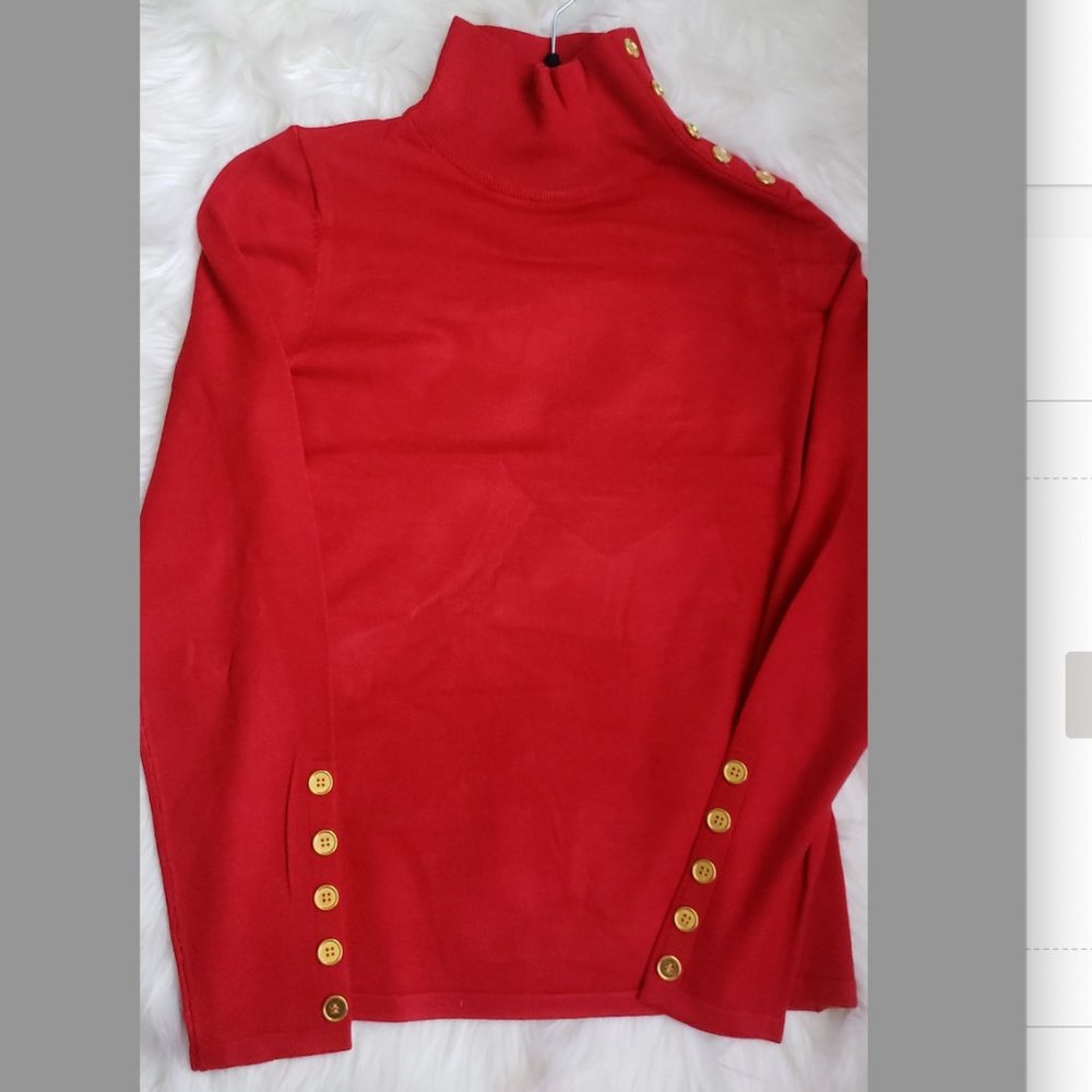 Women's embellished button shoulder knitt sweater